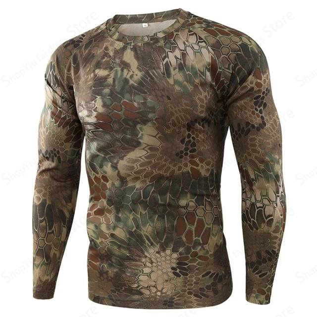 Hiking - Heren Camo T-shirt met lange mouwen,